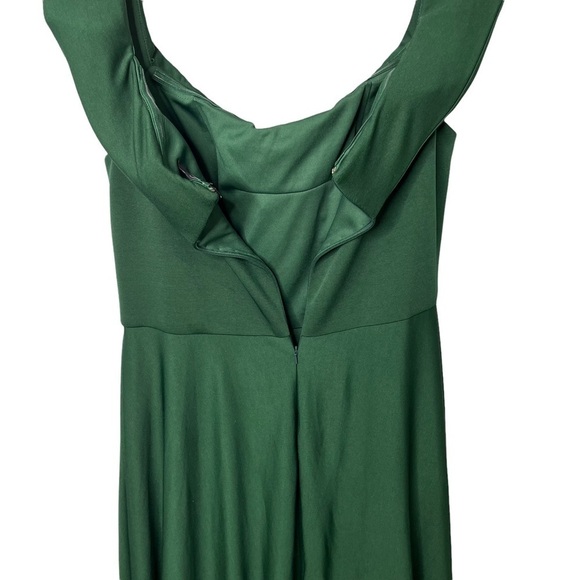 La Femme Off The Shoulder Jersey Fit & Flare Gown Green Dress Size 16 Formal - Picture 8 of 11
